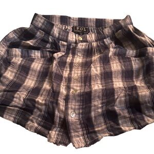 POL Women's Plaid Skirt - navy and White